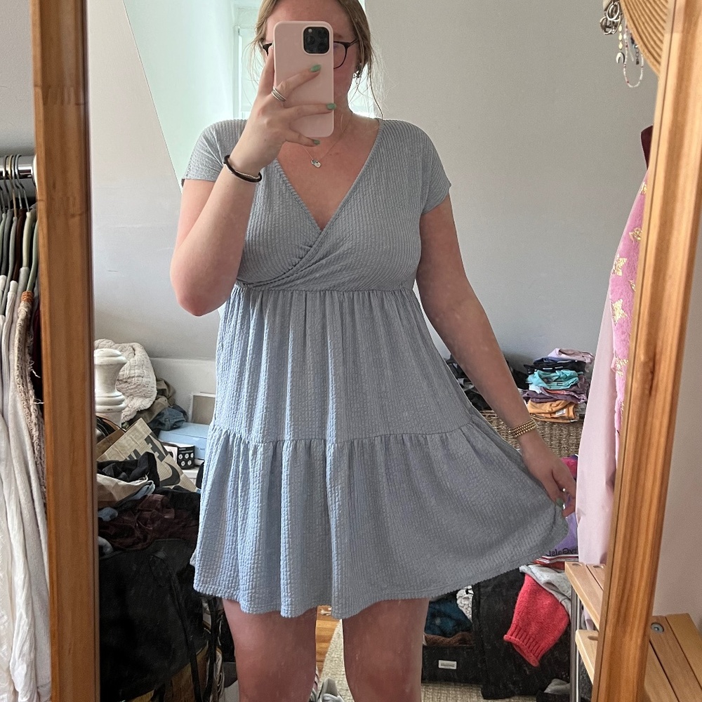 Light Blue Short Sleeve Dress